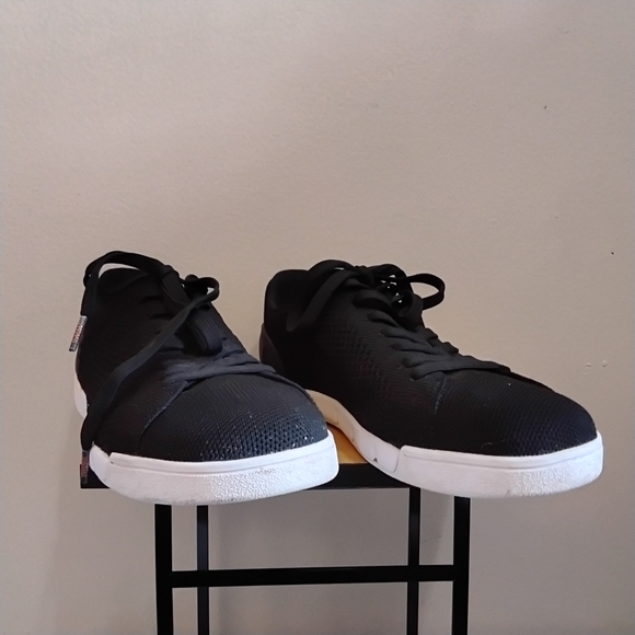 Swims Black Knit Lace-Up Sneakers with White Sole – Size 8 Women EUC - Picture 5 of 15